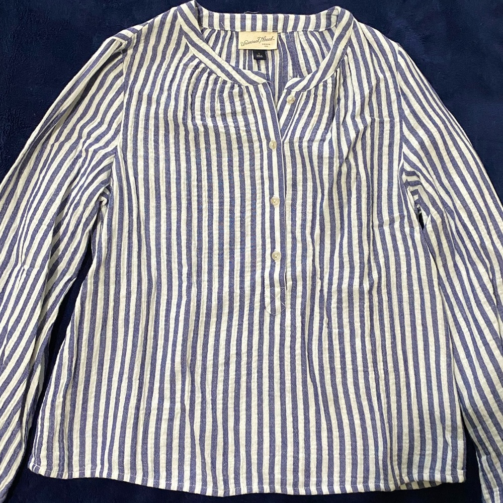 Universal Threads Blue and White Striped Blouse